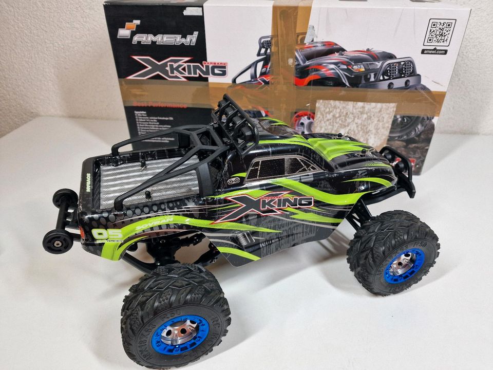 Amewi X-King Rc Monstertruck 1:12 Brushed 30KM/H 4WD RTR Set Grün in Seckach