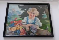 Bild gerahmt hinter Glas " Mädchen mit Blumenkorb " Vintage Dortmund - Benninghofen-Loh Vorschau