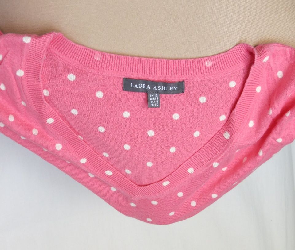 Laura Ashley Shirt 38 reine Baumwolle rosa weiß gepunktet neu in Calw