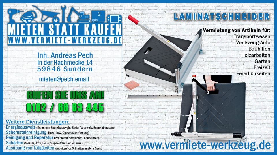 ⚡ Mieten Profi XXL Laminatschneider 630 Parkett Vinyl Teppich ⚡ in Sundern (Sauerland)