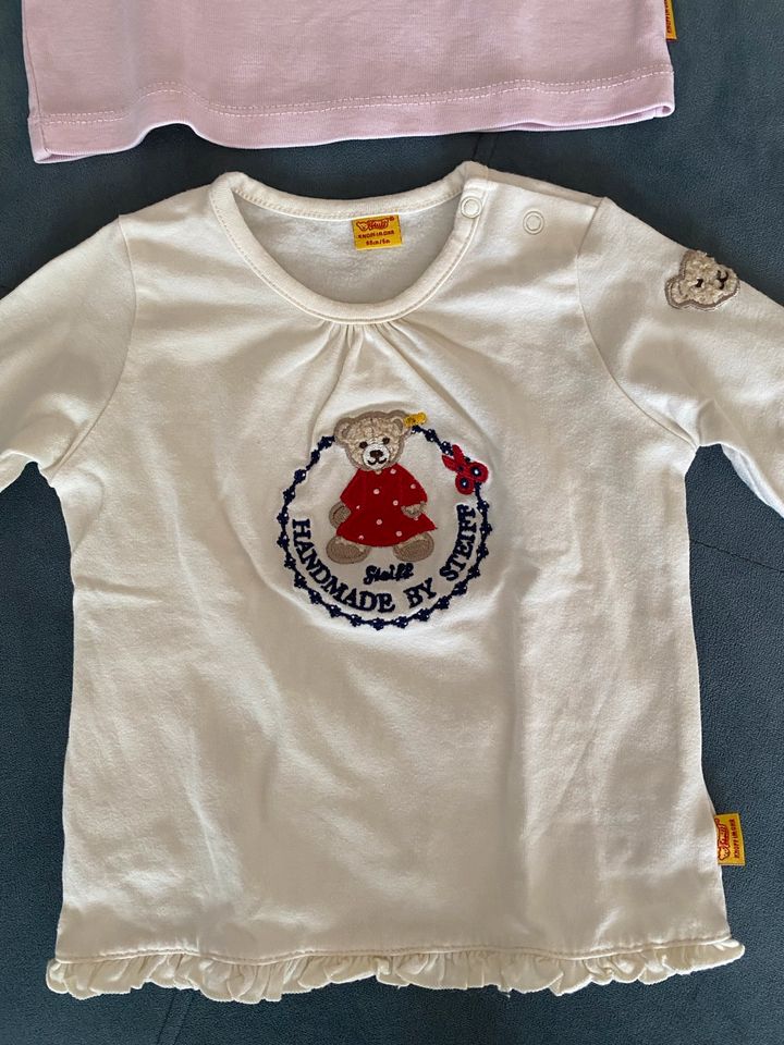 2x Steiff Langarmshirt, für Mädchen, weiß, rosa, Größe 68 in Troisdorf