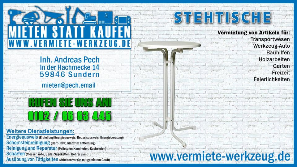 ⚡ Mieten Stehtische Biertische Sundern Party Feier Fete ⚡ in Sundern (Sauerland)