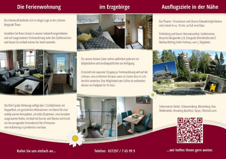 Große Ferienwohnung,Erzgebirge,Urlaub nahe den Greifensteinen, in Thum