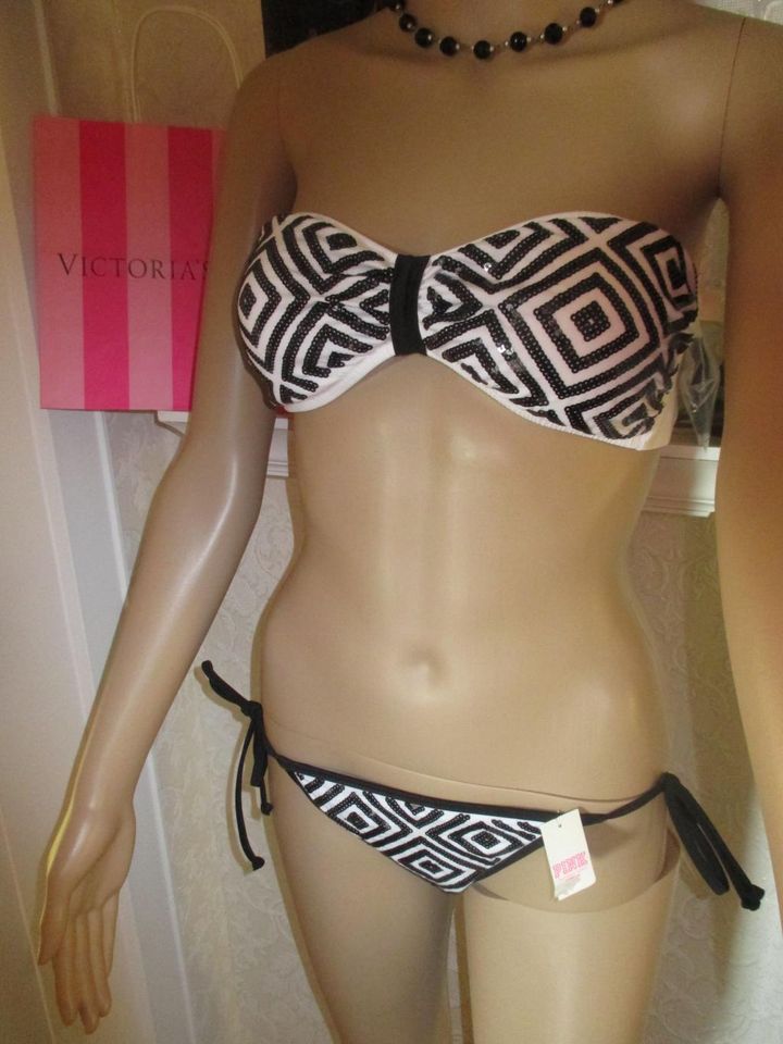 NEU m.ETIKETT Bandeau Push Up Pailletten Bikini Victoria's Secret in Bammental