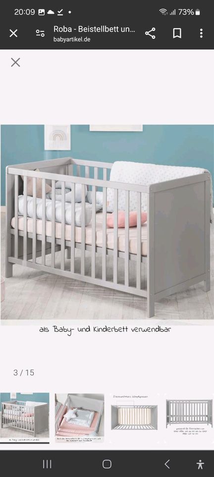 Babybett in Grau mit Alvi Matratze 60×120 in Bad Berka