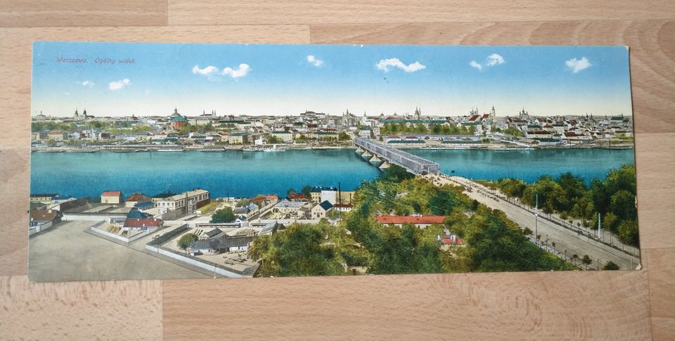 Alte Panorama Postkarte von Warschau in Hiddenhausen