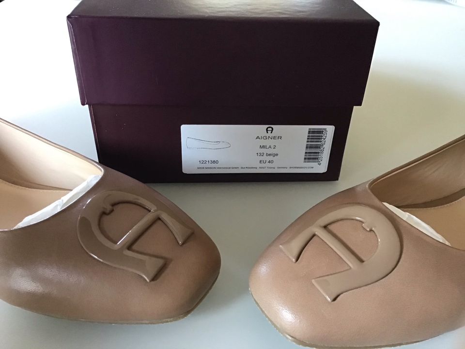 Ballerinas AIGNER, Gr.40, beige, Echtleder, NEU, Neupreis 250€ in Übach-Palenberg