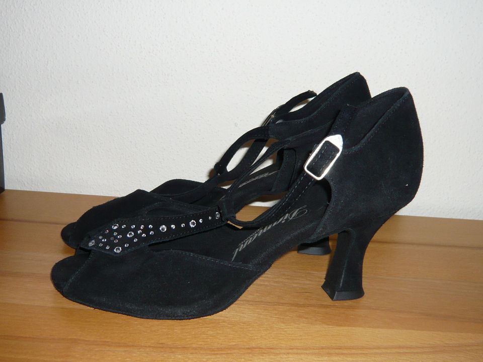 Diamant Damen Tanzschuhe in Schwarz Velour mit Strass Gr. 36 2/3 in Römerberg