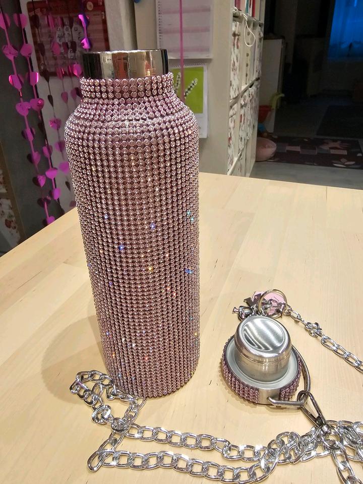 Thermoflasche Paris Hilten Pink mit Steinen in Unkel