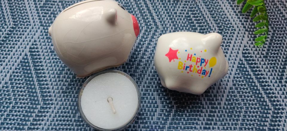 Sparschwein Schwein Spardose Happy Birthday Teelichter in Frankfurt (Oder)