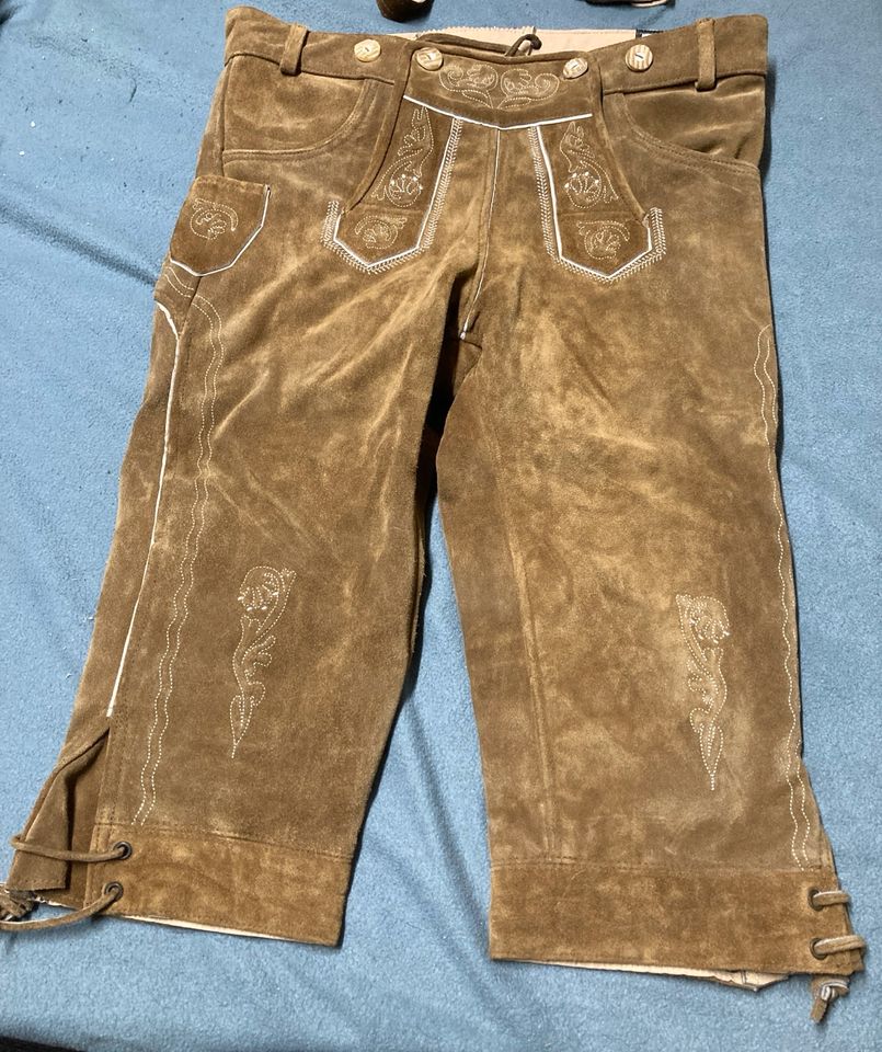 Trachtenlederhose Kniebundhose mittelbraun Gr. 48 (Wildleder) neu in Elsdorf