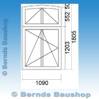 Fenster mit Kipp Oberlicht / Segmentbogen | 109 x 180,5 | links | weiß | 3-fach Verglasung | UB263 Brandenburg - Perleberg Vorschau
