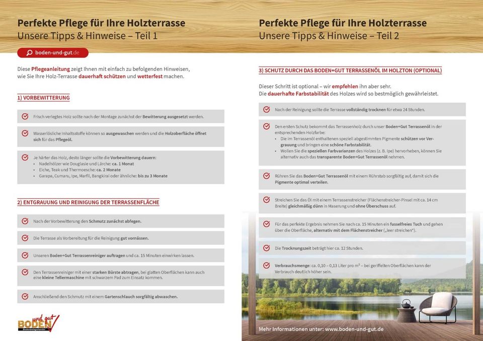 Terrassen Pflege Tung Nuss Öl - Perfekte Reinigung Holzterrasse - Pflege für Holz kein Vergrauen - Intensive Pflege für Holzterrassen - Fachberatung für Pflegeöl - Tung Nussöl Günstig und Gut in Mainz