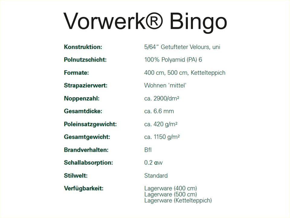 90 m² Teppichboden Vorwerk® Bingo (€ 1749,-- statt UVP € 2691,--) in Osloß