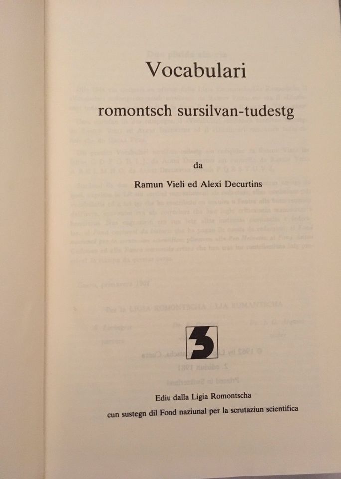 Vocabulari Romontsch Ledereinband Buch in Dormagen