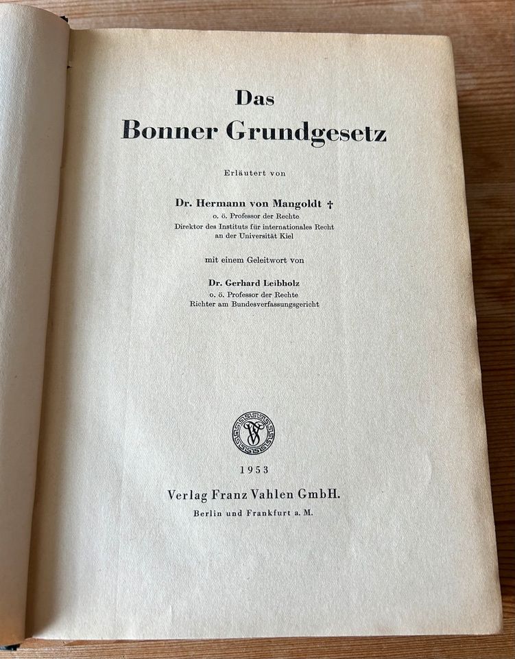 Das Bonner Grundgesetz - Kommentar von Mangoldt 1953 in Detmold