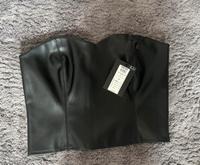 Pieces Bandeau Crop Top in Fake Leder Schwarz München - Laim Vorschau