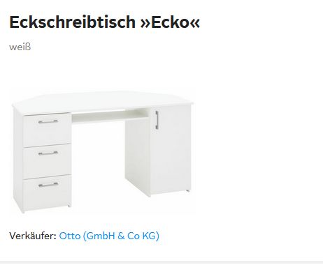 Eck Schreibtisch weiß "Ecko" in Hamburg
