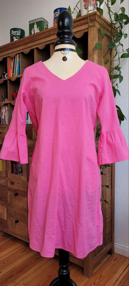 Pinkes Leinen-Baumwollkleid von Milano, neu in Berlin