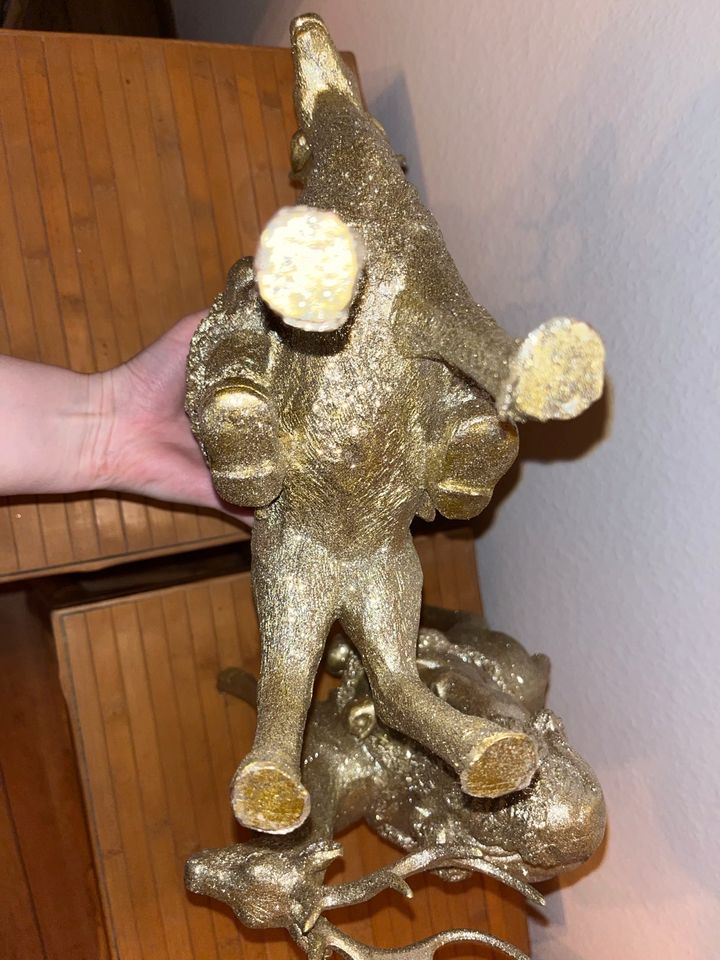 Weihnachtsmann auf Rentier Gold Glitzer Deko neu Werner  Voss in Nordwalde