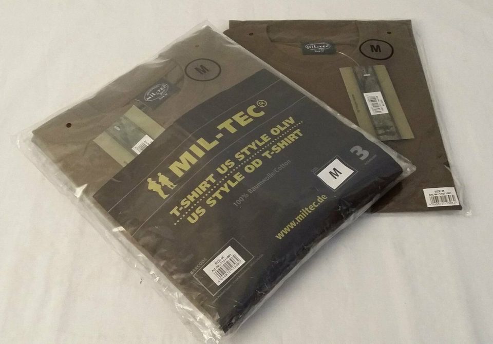 MIL-TEC - T-Shirt US Style - 4 x Größe M - Oliv - NEU & OVP in Hanau