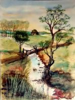 Original-Aquarell "Bachlandschaft am Niederrhein" Nordrhein-Westfalen - Mönchengladbach Vorschau