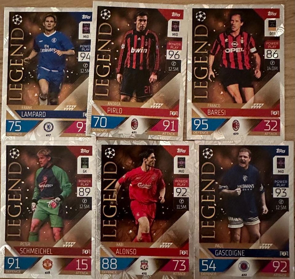 Match Attax Karten Legenden in Kleinrinderfeld