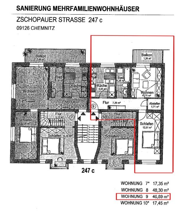 5,8% Rendite: 2-Zimmer-Wohnung mit EBK u. Balkon in Gablenz! in Chemnitz