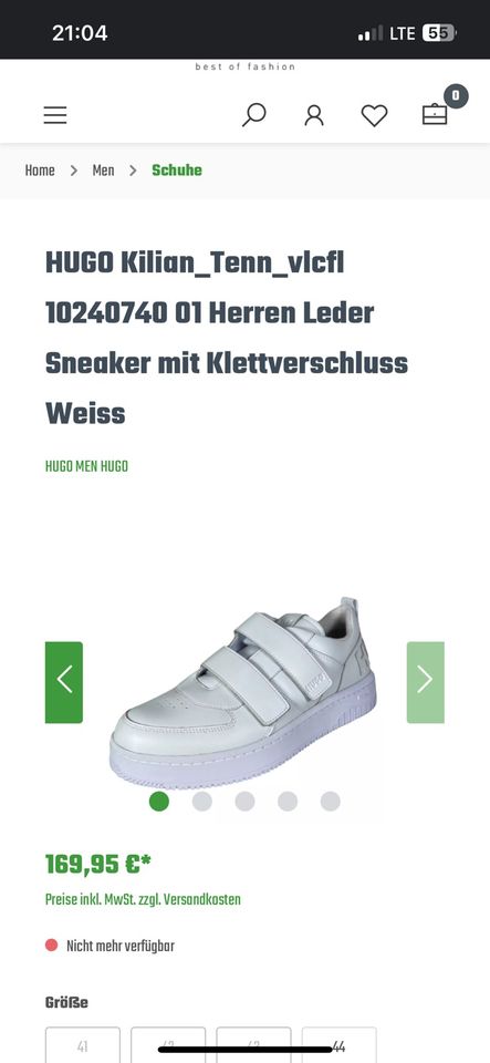 HUGO Kilian 45 Tennisschuh Sneaker Klettverschluss Leder Boss in Bottrop