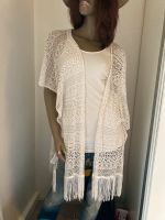 Boho Ibiza Festival Poncho Strandumhang Spitze weiß Fransen Hessen - Oberursel (Taunus) Vorschau