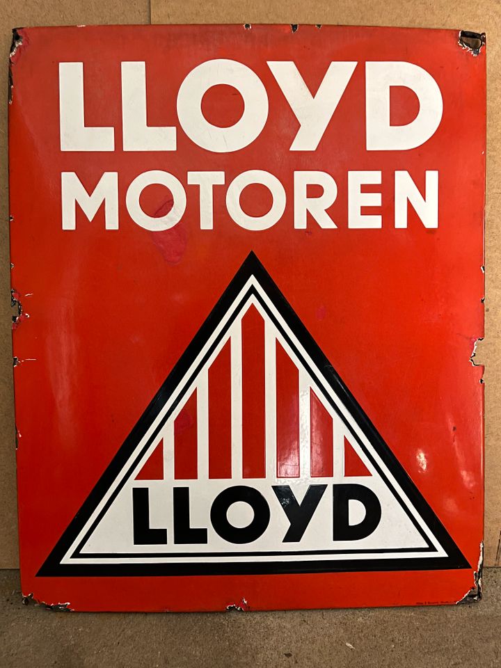 Lloyd Motoren Emailschild Reklame Schild Werbung Emaille Tafel in Illerkirchberg