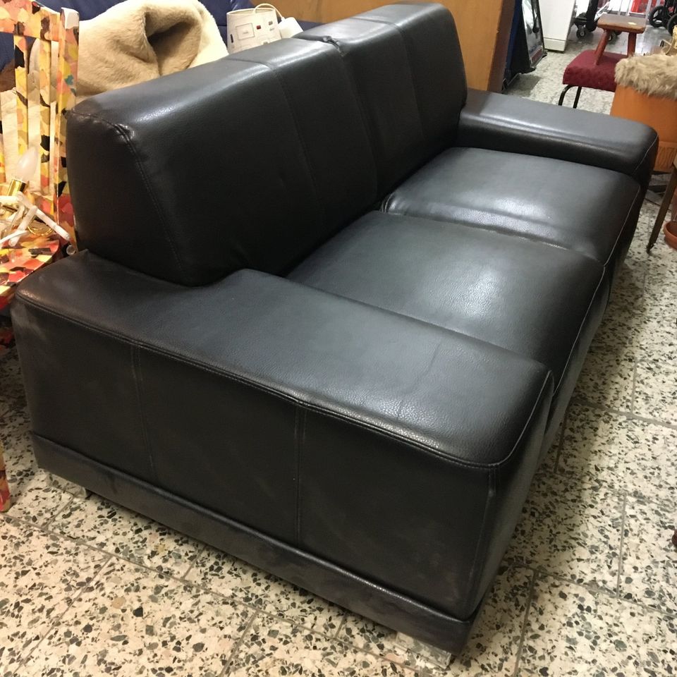 POCO Ledersofa 2-Sitzer Sofa Schwarz H/B/T76x195x90cm in Berlin