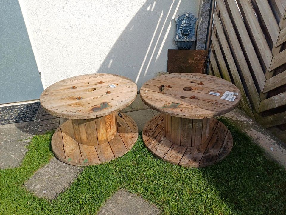 Kabeltrommel Tisch Gartentisch Holz Industrie Shabby Chic Deko in Bad Buchau