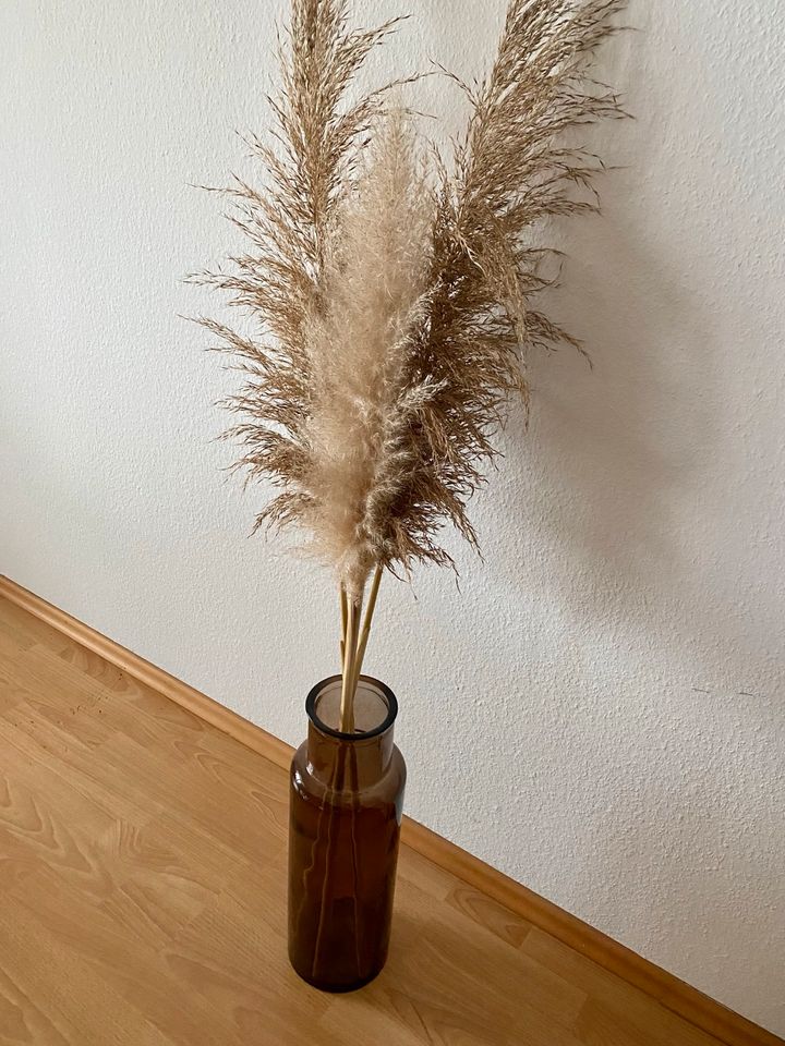 Braune Boho Blogger Bodenvase mit Pampas-Gras in Aschaffenburg