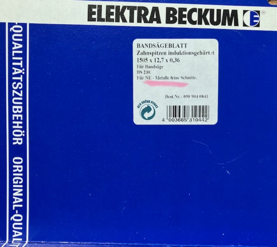 ELEKTRA BECKUM BS 230 Bandsägeblätter - 3 Stück NEU/Original in Illingen