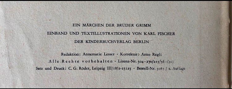 Aschenputtel, Gebrüder Grimm,1956,1. Auflage, in Dresden