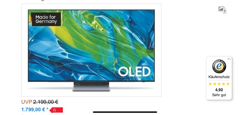 Samsung OLED TV GQ 55 S 95 B Neu mit OVP in Fischbach (Kreis Kaiserslautern)