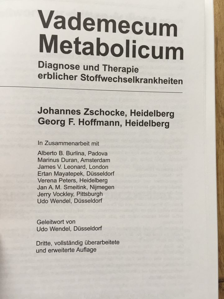 Vademecum Metabolicum erbl. Stoffwechselkrankheiten, neu in Auetal