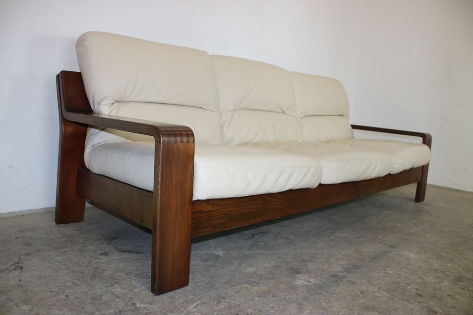 Dresitzer Couch von Rolf Benz Beige Leder Eichegestell Sofa 80er in Berlin