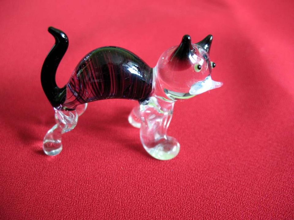 Katze – abstrakte Figur aus Glas im Murano-Stil – 3,5 x 5 x 2 cm in Berlin