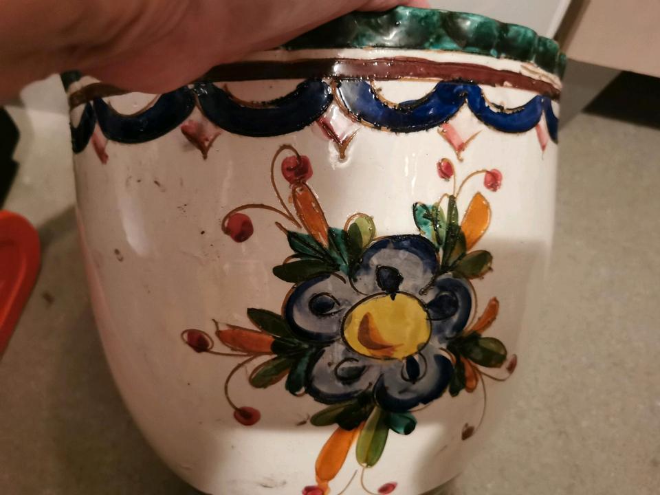 Keramik Topf Handbemalt Italienische Designer Blumentopf in Geldern