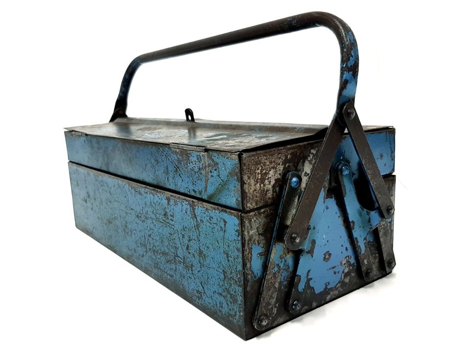 Werkzeugkasten blau rost Vintage Stahl Werkzeug Transport in Salem