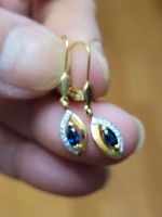 Sehr schöne Ohrringe aus Gold 333 mit blauen Saphiren und Diamant Bayern - Gunzenhausen Vorschau