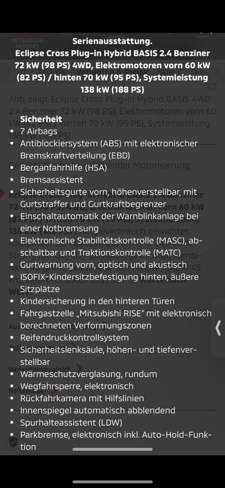 Mitsubishi eclipse Cross Hybrid in Nideggen / Düren