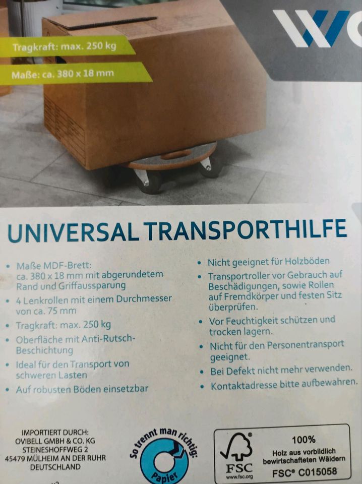 universal Transporthilfe/Hund Lastenträger Brett Rollen Transport in Mühltal 