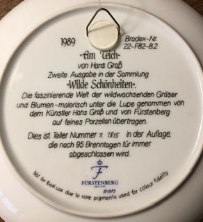 Bradex , Fürstenberg Porzellan Sammelteller "Am Teich" aus Wilde in Neustadt am Rübenberge