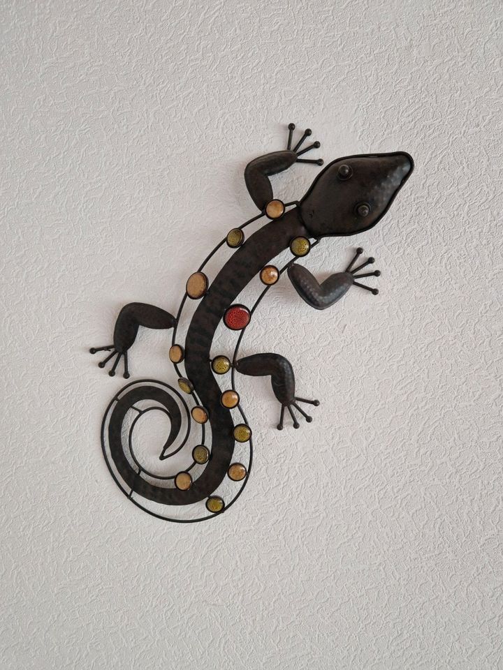 Salamander aus Metall, 52 cm lang, Wanddekoration in Haßloch