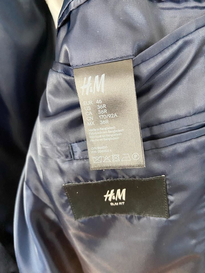 H&M Sakko Slim Fit Gr. 46 blau für Konfirmation in Waldkappel