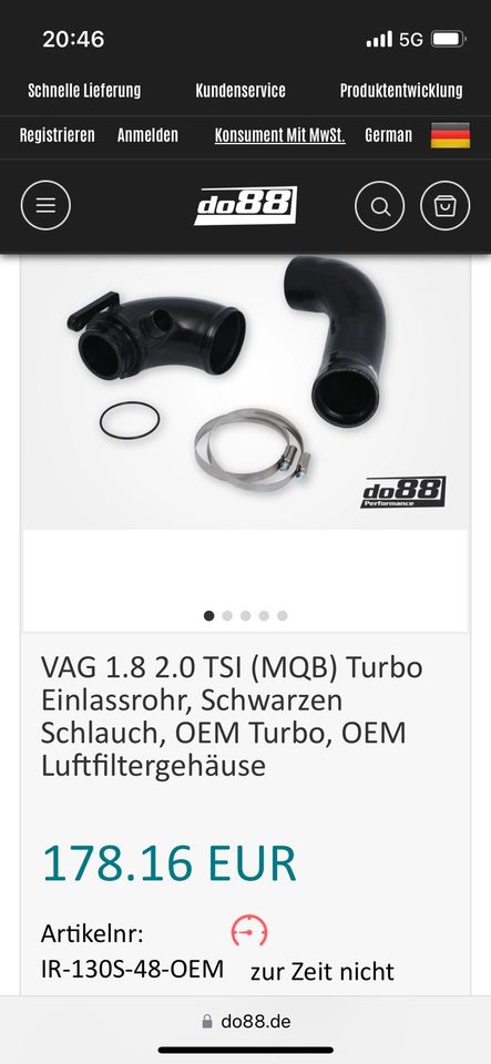 VAG EA888 Turbo Inlet mit Schlauch do88 GTI/Cupra/S3/ Octavia RS in München