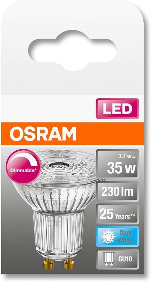 OSRAM GU10 LED Spot Strahler 3,4W=35W Dimmbar Reflektor Lampe 36° in Essen